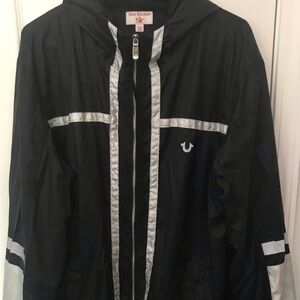 True Religion Black and White Zip-Up Jacket -reflective